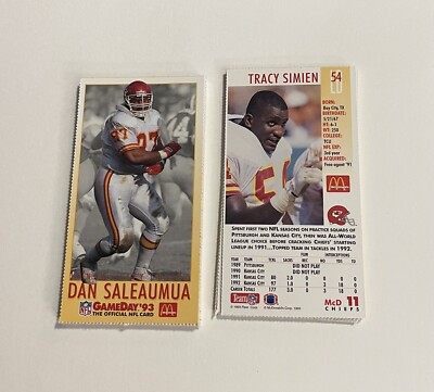 1993 McDonalds GameDay Kansas City Chiefs Singles You Pick
