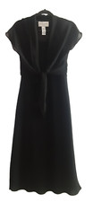 Evan Picone Black Midi Dress Fully Lined w/Attached Sheer Layer Cover Size 6