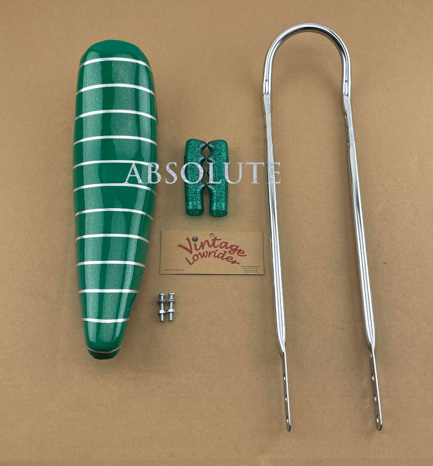 Sella Banana Lowrider 20'' Rossa Sparkle Con Sissy Bar E Impugnature - Kit Completo Per Bici, Striscia Argento