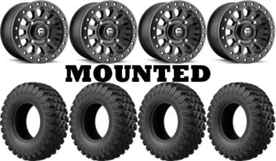 Kit 4 EFX MotoRally Tires 35x10-15 on Fuel Vector Beadlock Matte Black D920 FXT