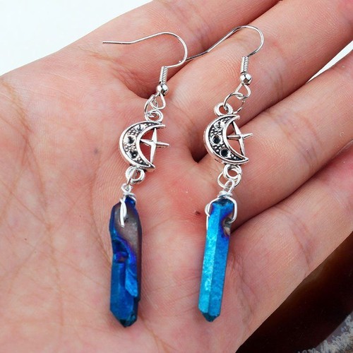 Pendientes Cuarzo Piedras Naturales Alternativa Esotérica Bruja Romántico Regalo Boho - Imagen 10 de 14