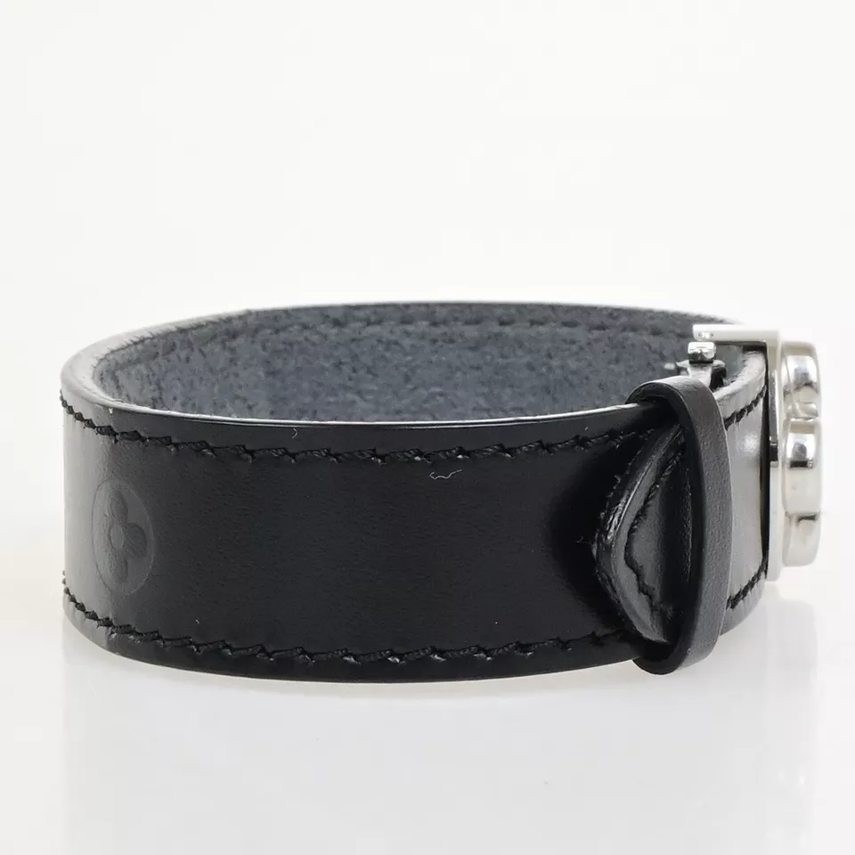 Pulsera Brazalete Buena Suerte LOUIS VUITTON Monograma Cuero Negro M6447 62KA563 Foto 4 de 4