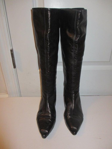 WOMENS CLAUDIA CIUTI BLACK KNEE-HIGH LEATHER BOOTS SIZE 7 1/2