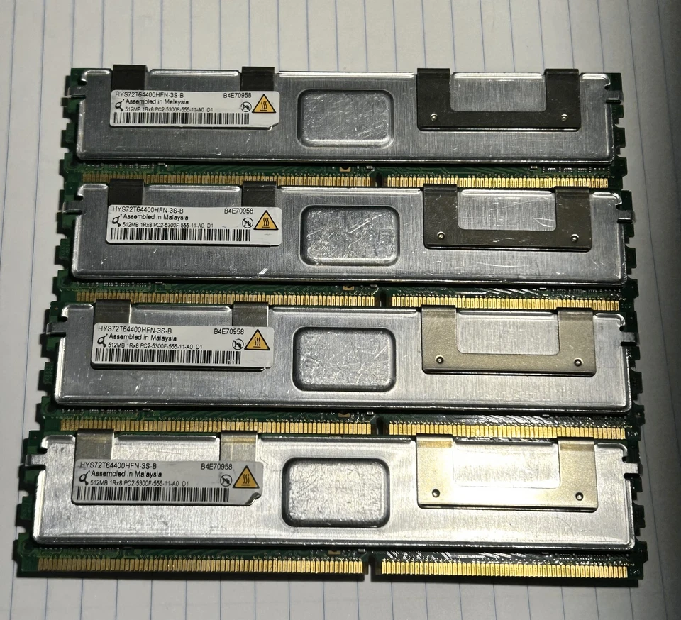 DELL 8x 512MB DIMM ECC 240 PIN 1RX8 PC2-5300F-555-11-A0 HYS72T64400HFN-3S-B - Image 2 of 2