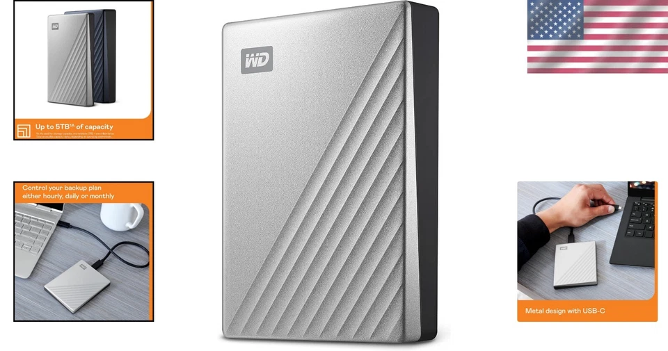 Stylish 1TB Portable External Hard Drive - AES Encryption for Secure Storage - Image 2 of 4