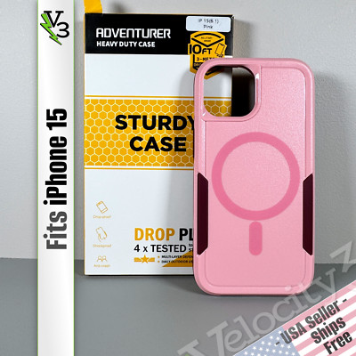 Case for iPhone 15 - Rugged Pink | Dual Layer | Magnetic | Adventurer