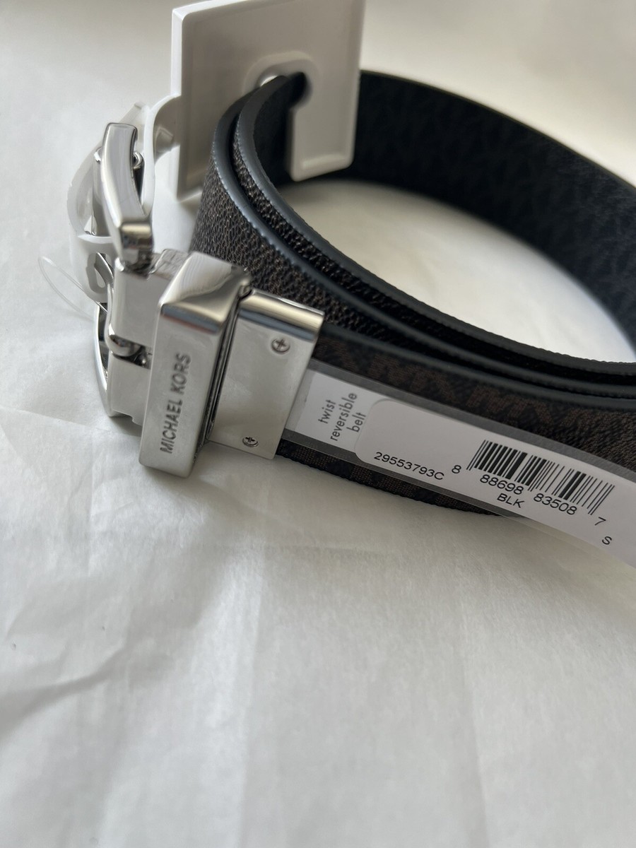Michael Kors Women’s Black Brown twist reversible belt silver buckle 30-34” MICHAEL KORS Women main image 4