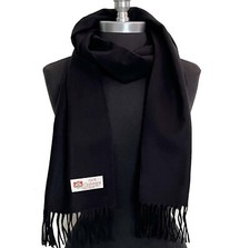 New Winter Warm 100 CASHMERE Scarf Made In England Soft Solid Black