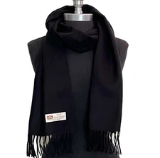 New Winter Warm 100% CASHMERE Scarf Made In England Soft Solid Black