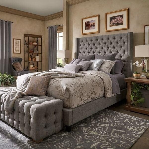 Marco de cama Alexia Wingback - Elegante diseño tapizado, elegante y duradero