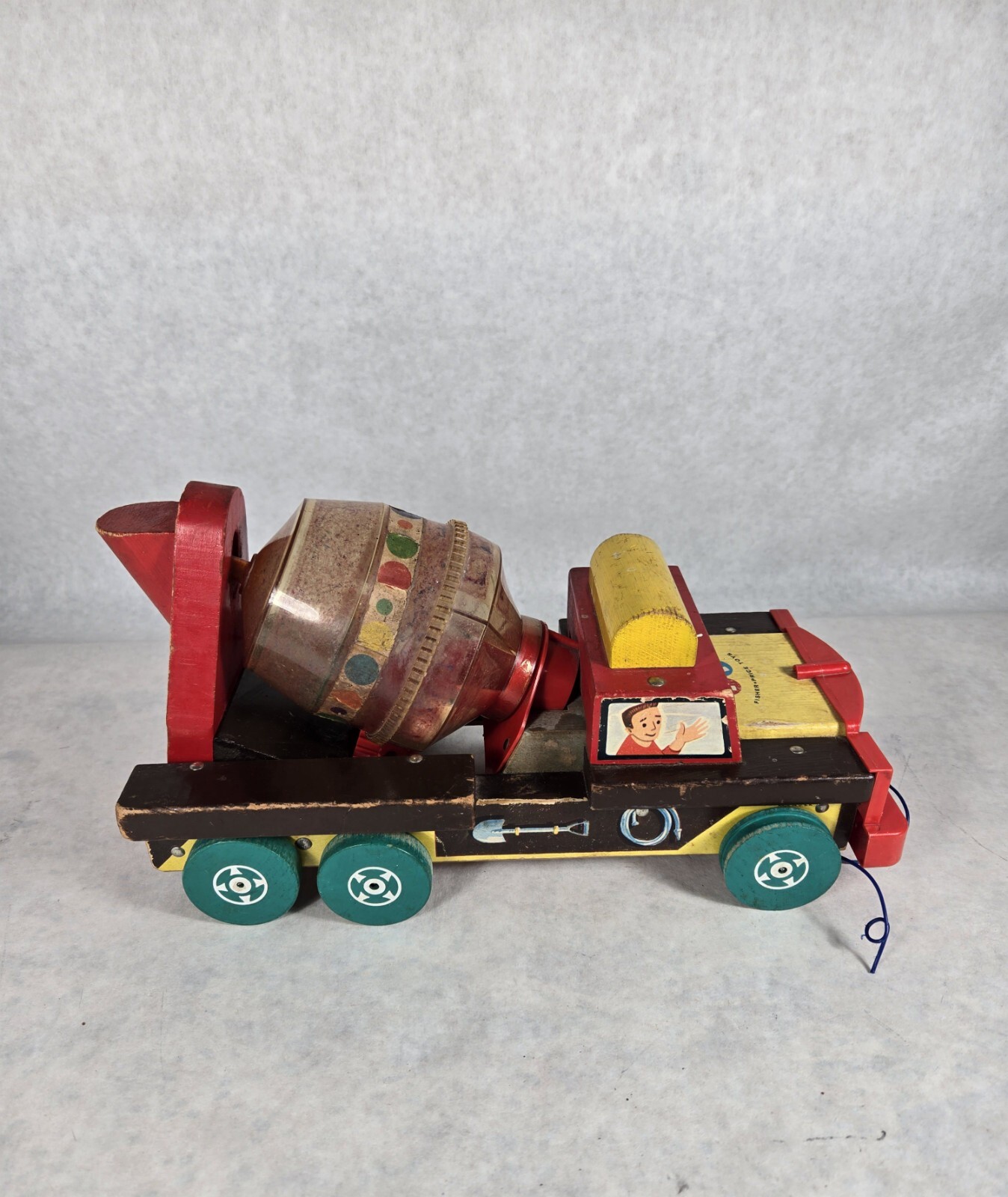 Vintage 1959 Wooden Fisher Price Cement Mixer Truck Popper 926 POPS