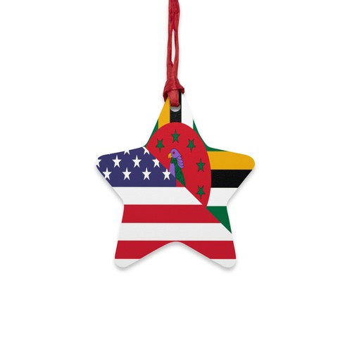 Bandera Dominicana Americana Dominica EE. UU. Medio adorno de madera - Imagen 24 de 31