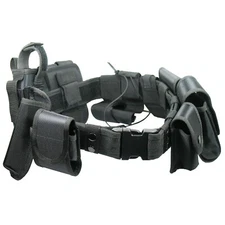 Black Tactical Nylon police Security Guard Duty Belt Utility Kit System w/ Pouch