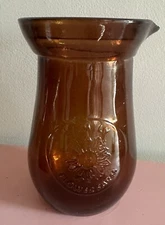 Amber Glass Kendall Farms Family Flower Farm Jug Pitcher Vase 6 1/8"