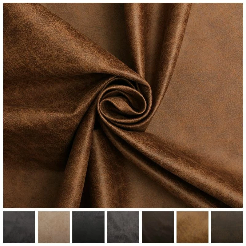AGED BROWN DISTRESSED ANTIQUED SUEDE FAUX LEATHER LEATHERETTE UPHOLSTERY FABRIC - Image 2 of 2