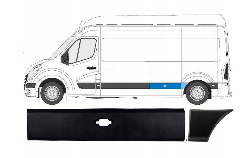 Baguettes de porte gauche Renault Master III contre les chocs