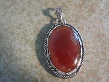 Silver Tone Large Reversible Oval Pendant