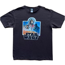 Vintage Star Wars Shirt XL Brown Y2K Movie Promo Darth Vader Obi Wan Skywalker