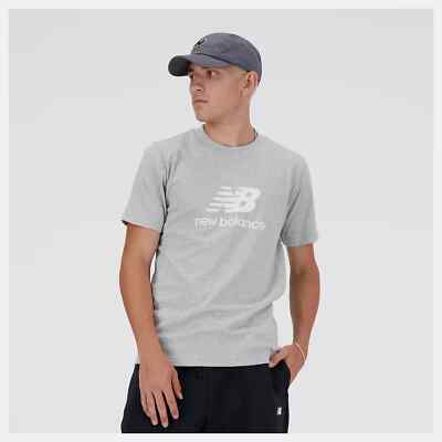 New Balance Sport Essentials T-Shirt Mens Gray 100% Cotton Short Sleeve Pullover