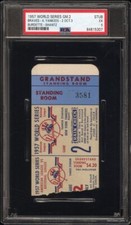 1957 WORLD SERIES GAME 2 TICKET HANK AARON 3B #1 BRAVES/NYY HIGHEST GRADED PSA 5