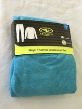 New Athletic Works Boys Youth Thermal Underwear Set Turquoise Breathable 18