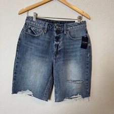 Lucky Brand Women's High Rise Bermuda Denim Blue Jean Shorts Size 6 28 NEW