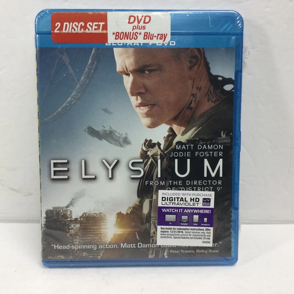 Elysium Blu-ray DVD Matt Damon Jodie Foster Alice Braga Luna Region 4K Sealed Foto 2 de 4