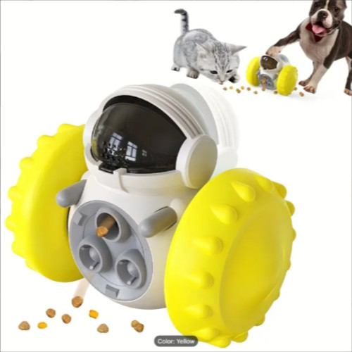 Interactive Dog or Cat Toy - Treat Dispensing, Mental Stimulation - Yellow
