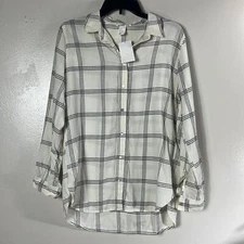 H&M Off White Long Sleeves Button-down Women’s Shirt Size 8