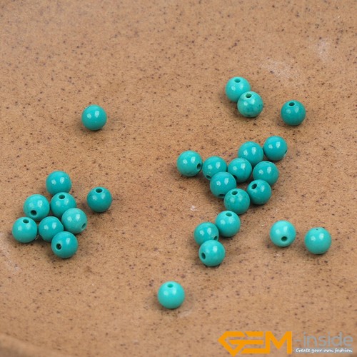 Round Blue Tourquoise Stone Loose Beads For Jewellery Making 15" Wholesale AU - Foto 26 di 70