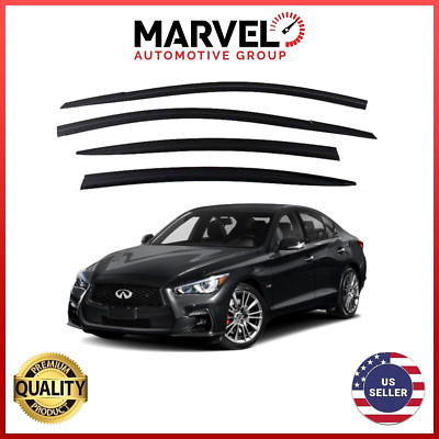 BLACK WINDOW RAIN GUARDS VENT VISORS DEFLECTORS FOR 2014-2024 INFINITI Q50