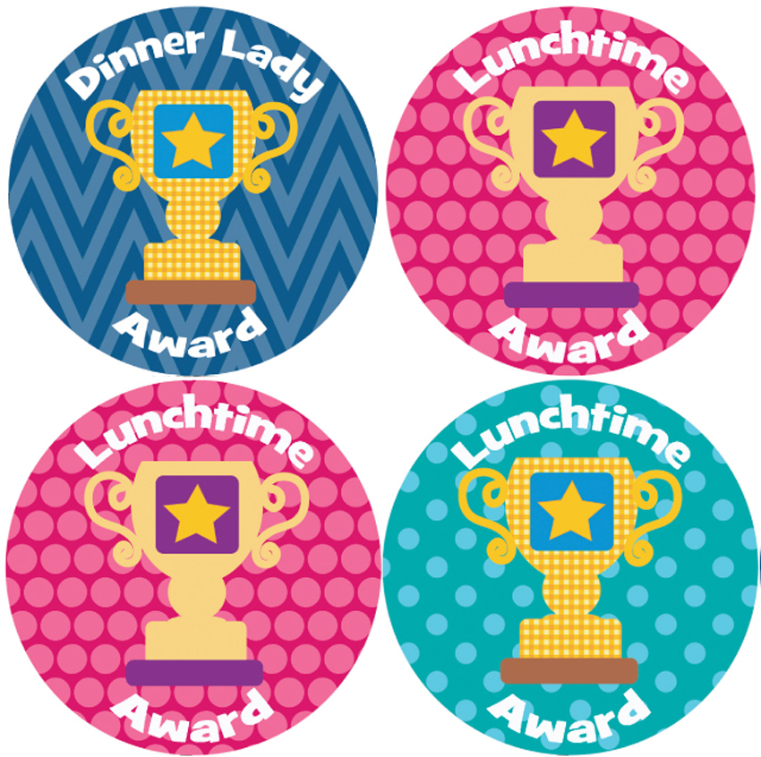 144 Dinnertime Trophies 30mm Children's Clean Plate Reward Stickers