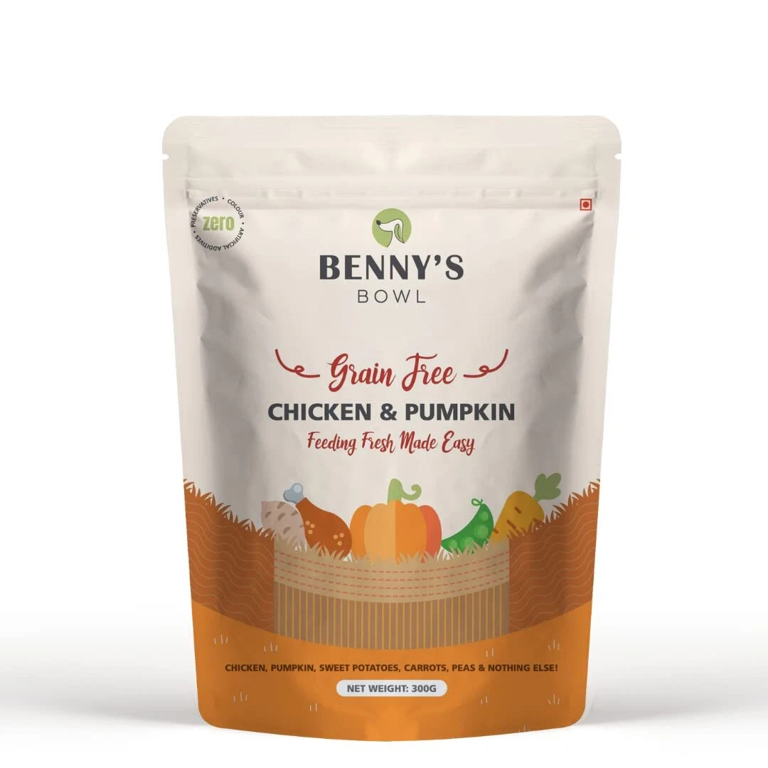 Wet dog food with pumpkin top