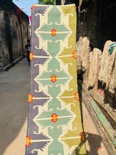 Image of Duty Free Handwoven Wool Jute Rug Vintage Kilim Traditional kilim Runner Stair
