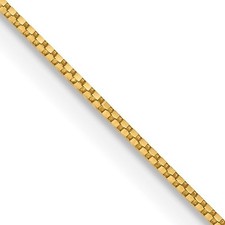 14K Yellow Gold Box Chain Necklace 20 Inch, 0.7 mm