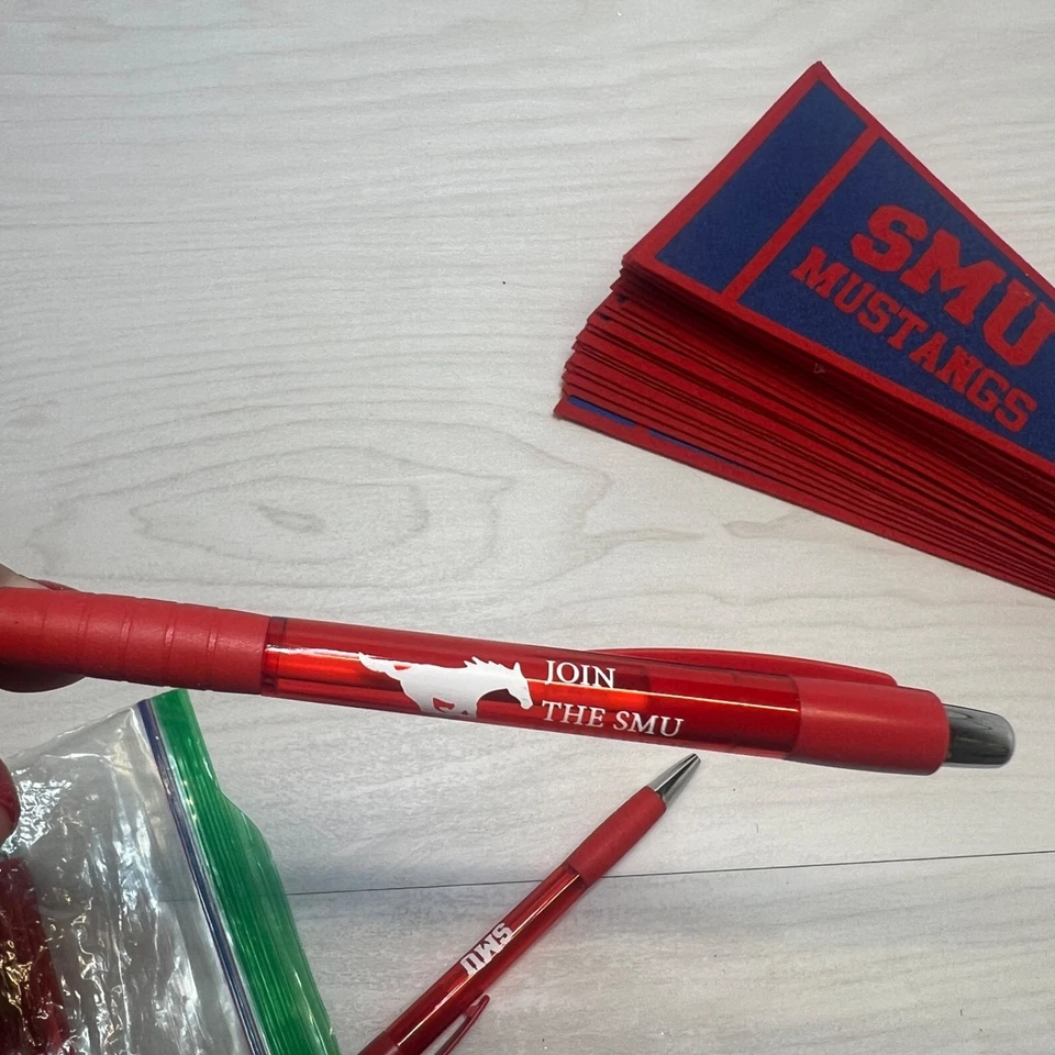 SMU Mustangs Badge Pens Flags Sticker Collegiate Memorabilia Lot - Image 2 of 4