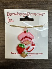 Vintage 1980s Strawberry Shortcake Necklace AJMC NOS Sealed Jewelry Pendant