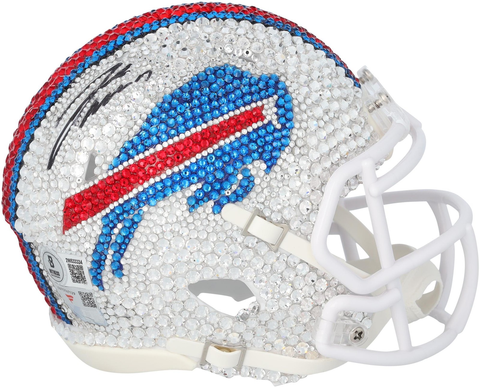 Josh Allen Autographed Signed Buffalo Bills Bills Swarovski Crystal Riddell Mini Helmet - Rock On Sports 