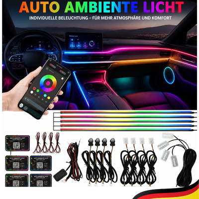 Auto Ambientebeleuchtung 64 Farben RGB 6in1 LED Innenraum App Musiksteuerung