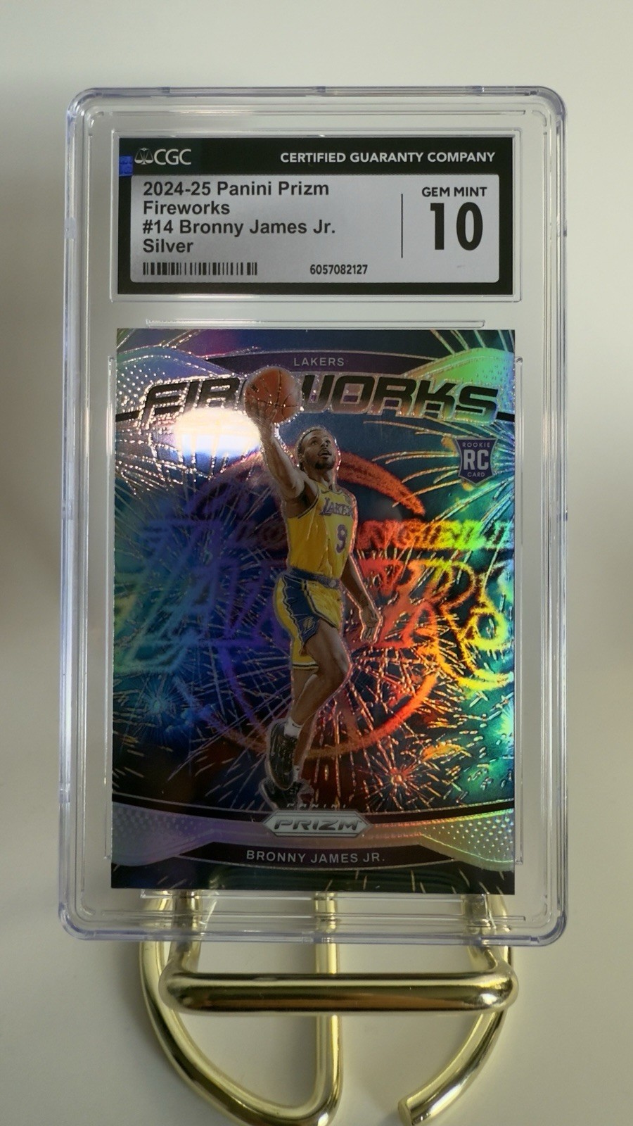 2024-25 Panini Prizm - Fireworks Bronny James #14 Silver Prizm (RC)