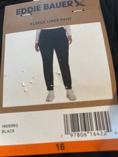 NEW Women's Eddie Bauer Rainier Fleece Lined Joggers Pants Black Size 16