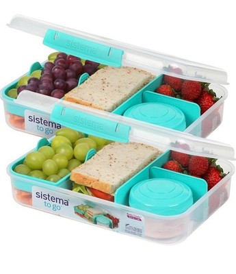 Sistema To Go 1.48L (2-Pack) Bento Box Food Storage Containers, School Lunch ...