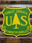 VINTAGE FOREST SERVICE PORCELAIN SIGN OLD 12" NATIONALPARK SMOKEY CAMPING RANGER