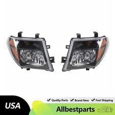 For 2005-2008 Nissan Frontier 2005-07 Pathfinder Black Halogen Headlights Lamps