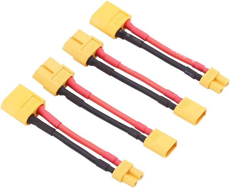 4Pcs XT30 XT-30 to XT60 XT-60 Male Female RC Connector Adapter with 16Awg 5Cm(C8