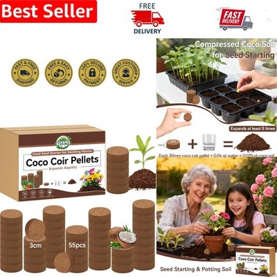 Eco-Friendly 55 Pcs Coco Coir Pellets for Enhanced Aeration & Moisture Retention