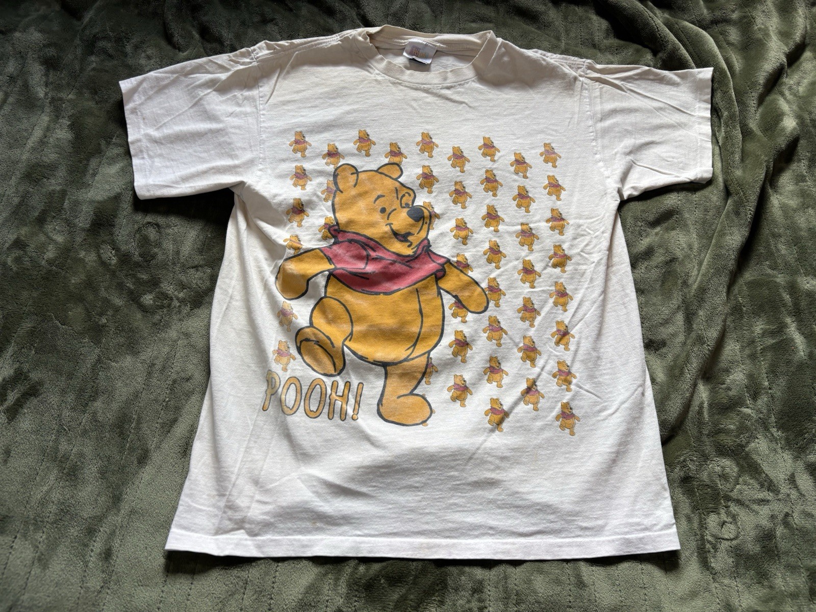 Vintage Winnie The Pooh Shirt Mens Large Cream AOP Cartoon 90s All Over Print