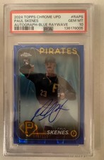 2024 Topps Chrome Update Paul Skenes Blue Raywave Auto /150 Pirates PSA 10