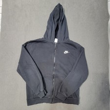 Nike Full Zip Hoodie Black Fleece Hooded Sweatshirt Futura Logo Youth XL