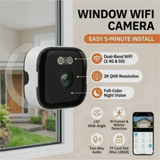 2K Window Security Camera 3MP Full Color Night Vision WiFi 2.4/5GHz Indoor Mount
